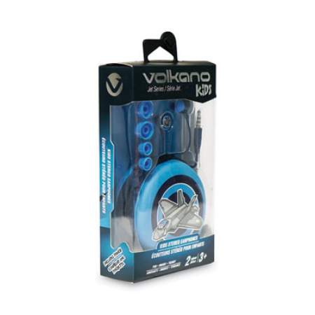 Volkano Smiling-Jet Series KiDS Stereo Earbuds, Animated Fighter-Jet Theme, Gray/Blue/Black (VK1150JTFR)