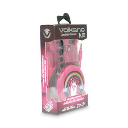 Volkano Llama-In-Love Series KiDS Stereo Earbuds, Animated Llama Theme, Pink/Multicolor (VK1150LMFR)
