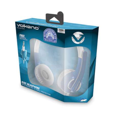 Volkano Chat Junior Series Stereo Computer Headset with Animated Shark Cable-Jack Protector, Binaural, Over-the-Head, Blue/Gray (VK6512BL)