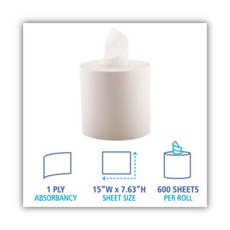 Boardwalk Center-Pull Hand Towels, 1-Ply, 7 5/8" x 750 ft, White, 6 Rolls/Carton (6402)