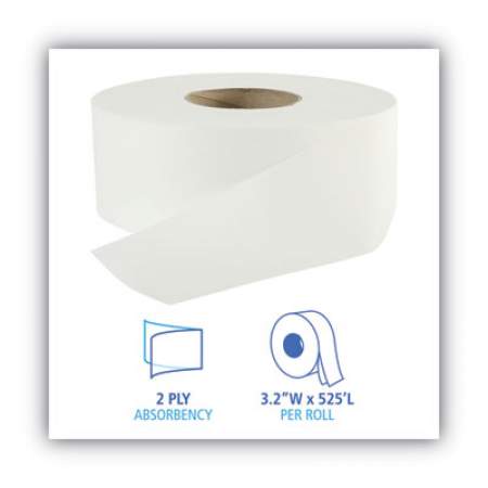 Boardwalk Jumbo Roll Bathroom Tissue, Septic Safe, 2-Ply, White, 3.2" x 525 ft, 12 Rolls/Carton (410320)