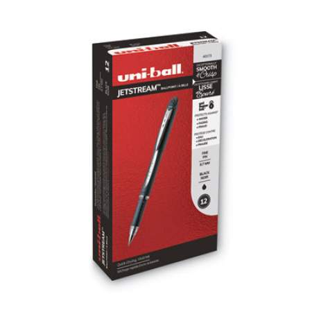 uni-ball Jetstream Ballpoint Pen, Stick, Fine 0.7 mm, Black Ink, Black Barrel (40173)