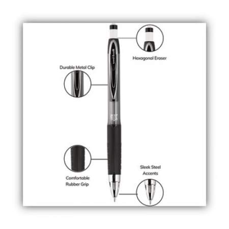 uni-ball 207 Mechanical Pencil, 0.7 mm, HB (#2), Black Lead, Black Barrel, Dozen (70126)