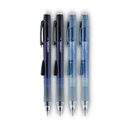 uni-ball Chroma Mechanical Pencil woth Leasd and Eraser Refills, 0.7 mm, HB (#2), Black Lead, Assorted Barrel Colors, 4/Set (70150)