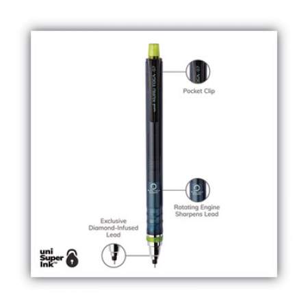 uni-ball KuruToga Mechanical Pencil, 0.7 mm, HB (#2), Black Lead, Black/Green Barrel (1858549)