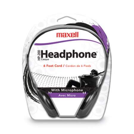 Maxell HP200 Headphone with Microphone, Black (199929)