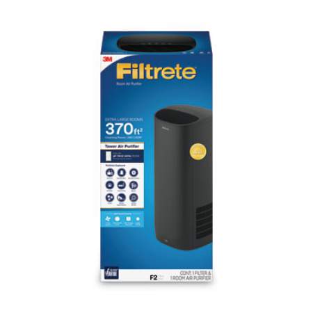 Filtrete Tower Room Air Purifier for Extra Large Room, 370 sq ft Room Capacity, Black (FAPT03BAG2)