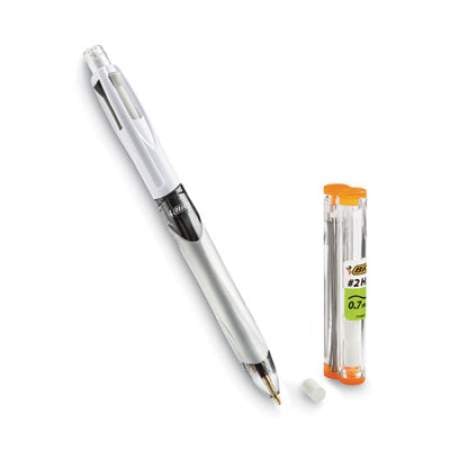 BIC 4-Color 3 + 1 Multi-Color Ballpoint Pen/Pencil, Retractable, 1 mm Pen/0.7 mm Pencil, Black/Blue/Red Ink, Gray/White Barrel (MMLP1AST)