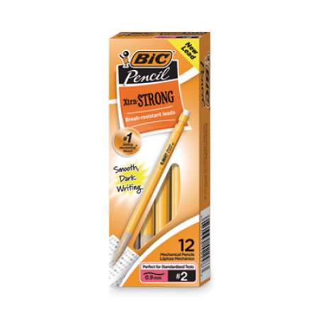 BIC Xtra-Strong Mechanical Pencil, 0.9 mm, HB (#2.5), Black Lead, Yellow Barrel, Dozen (MPLWS11BLK)