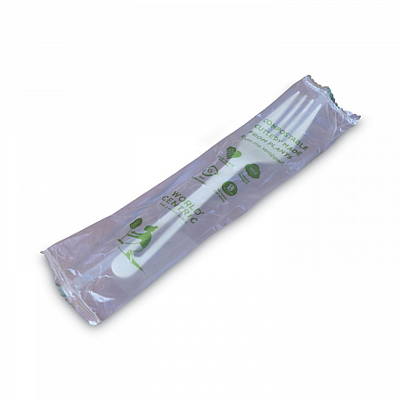 TPLA Wrapped Cutlery, Fork, Plastic, Light Beige 750/Carton (FOPSI)