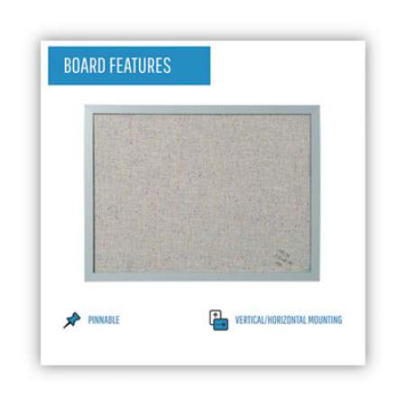 MasterVision Designer Fabric Bulletin Board, 24X18, Gray Fabric/Gray Frame (FB0470608)