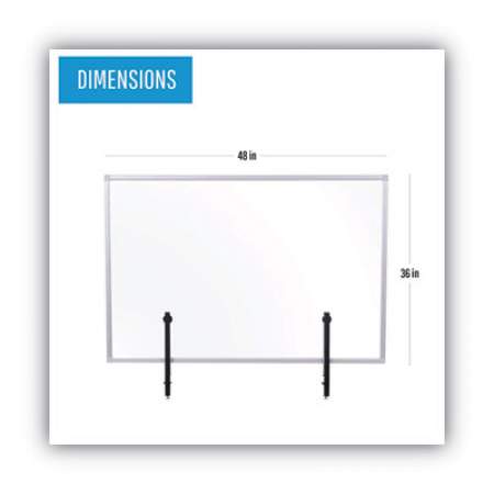 MasterVision Protector Series Glass Aluminum Desktop Divider, 47.2 x 0.16 x 35.4, Clear (GL08019101)