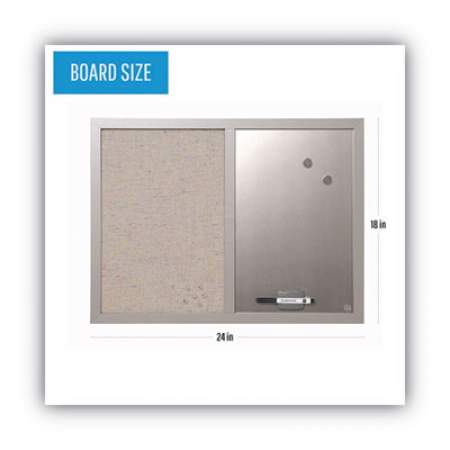 MasterVision Combo Bulletin Board, Bulletin/Dry Erase, 24X18, Gray Frame (MX04331608)