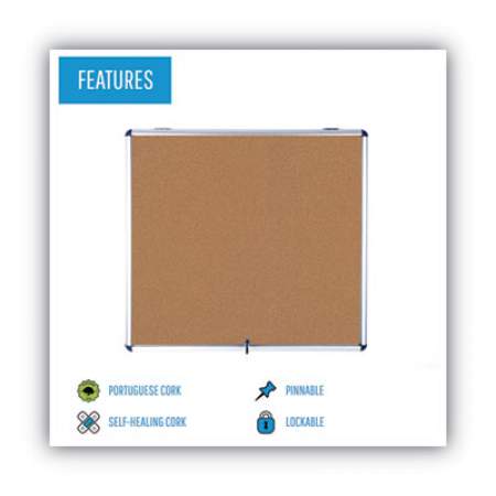 MasterVision Slim-Line Enclosed Cork Bulletin Board, 47 x 38, Aluminum Case (VT380101150)
