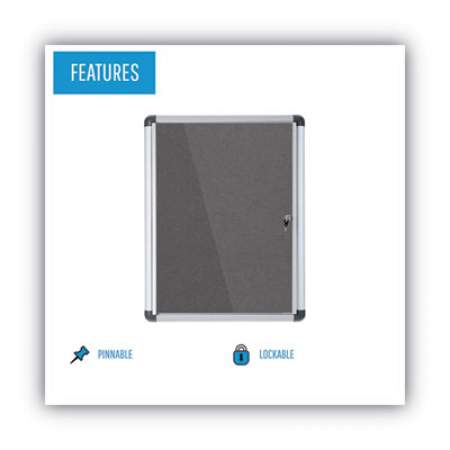 MasterVision Slim-Line Enclosed Fabric Bulletin Board, 28 x 38, Aluminum Case (VT630103690)