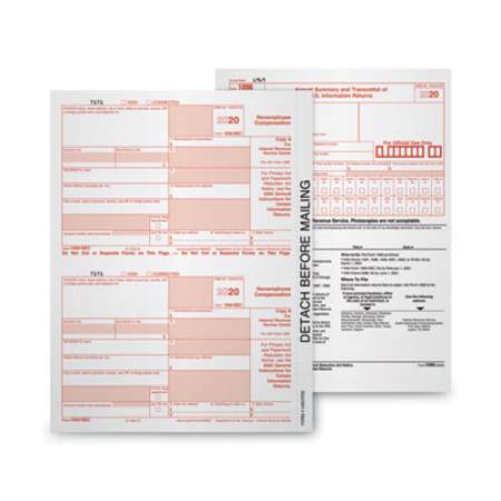 TOPS Five-Part 1099-NEC Tax Forms, 8.5 x 11, 3/Page, 50/Pack (22993NEC)