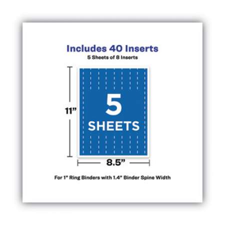 Avery Binder Spine Inserts, 1" Spine Width, 8 Inserts/Sheet, 5 Sheets/Pack (89103)