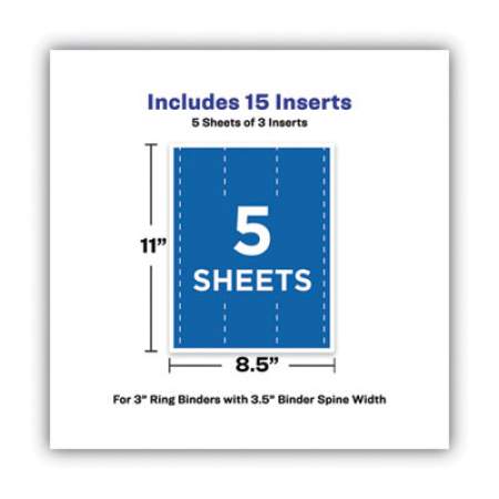 Avery Binder Spine Inserts, 3" Spine Width, 3 Inserts/Sheet, 5 Sheets/Pack (89109)