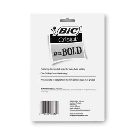 BIC Cristal Xtra Bold Ballpoint Pen, Stick, Bold 1.6 mm, Assorted Ink and Barrel Colors, 24/Pack (MSBAPP241AST)