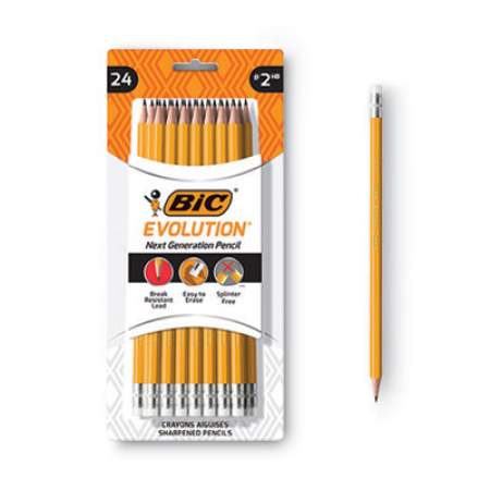 BIC Evolution Pencil, HB (#2), Black Lead, Yellow Barrel, 24/Pack (PGEYP241)
