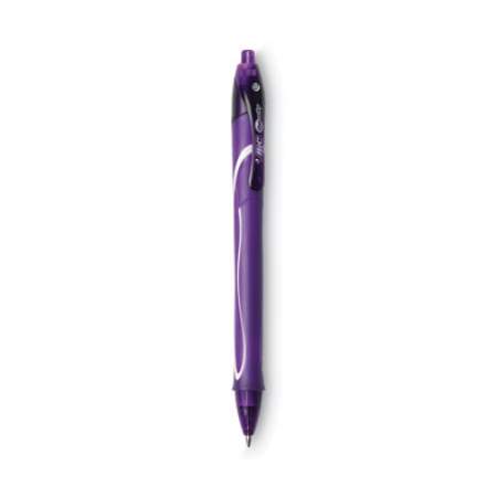 BIC Gel-ocity Quick Dry Gel Pen, Retractable, Medium 0.7 mm, Purple Ink, Purple Barrel, Dozen (RGLCGA11PPL)
