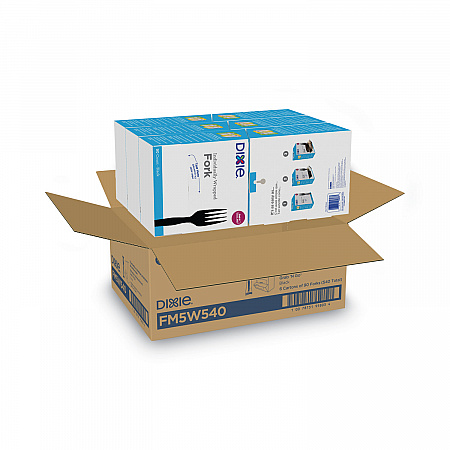 Grab'N Go Wrapped Cutlery, Fork, Plastic, Black,  90/Box, 6 Boxes/Carton (FM5W540)
