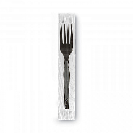 Grab'N Go Wrapped Cutlery, Fork, Plastic, Black,  90/Box, 6 Boxes/Carton (FM5W540)
