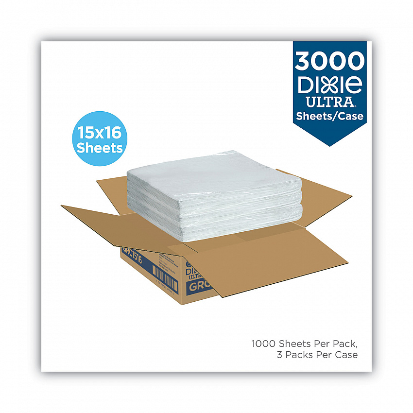 All-Purpose Food Wrap, Dry Wax Paper, 15 x 16, White, 1,000 Sheets/Pack, 3 Packs/Carton (GRC1516)