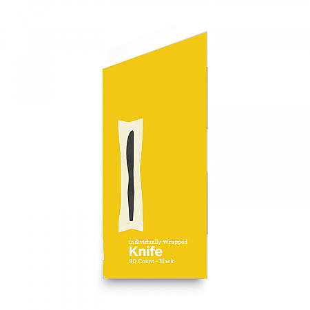 Grab'N Go Wrapped Cutlery, Knife, Plastic, Black, 90/Box, 6 Boxes/Carton (KM5W540)