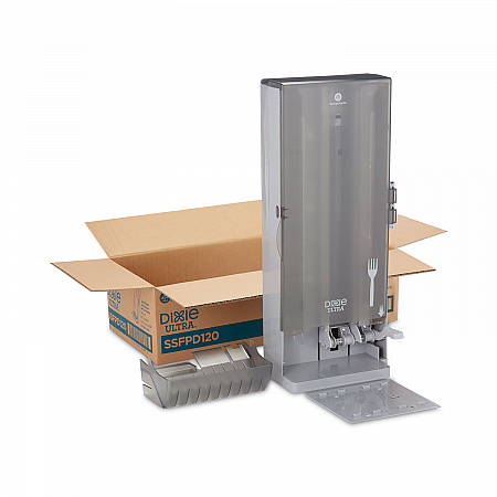 SmartStock Dining Utensil Dispenser, Holds 120 Forks, 10 x 8.78 x 24.75, Smoke (SSFPD120)