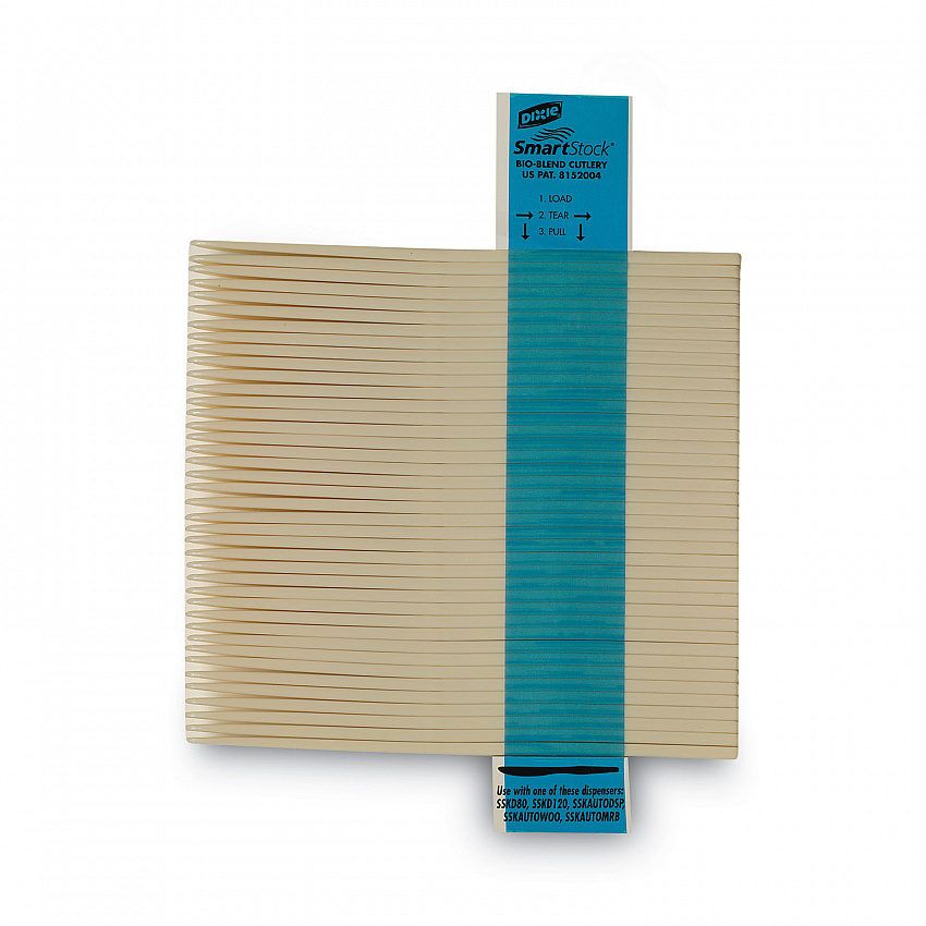 SmartStock Plastic Cutlery Refill, Series-O, Mediumweight Knife, Beige, 40/Pack, 24 Packs/Carton (SSK11B)