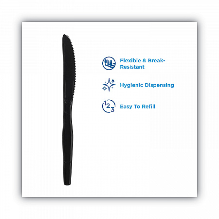 SmartStock Plastic Cutlery Refill, Series-O, Heavyweight Knife, Black, 40/Pack, 24 Packs/Carton (SSPKH51)