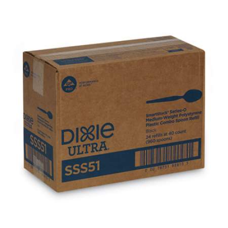 Dixie SmartStock Plastic Cutlery Refill, Spoons, 6", Series-O Mediumweight, Black, 40/Pack, 24 Packs/Carton (SSS51)