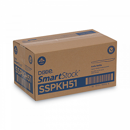 SmartStock Plastic Cutlery Refill, Series-O, Heavyweight Knife, Black, 40/Pack, 24 Packs/Carton (SSPKH51)