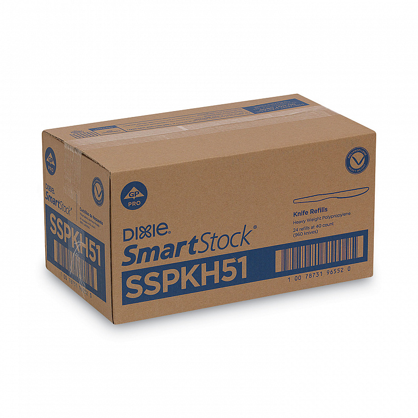 SmartStock Plastic Cutlery Refill, Series-O, Heavyweight Knife, Black, 40/Pack, 24 Packs/Carton (SSPKH51)