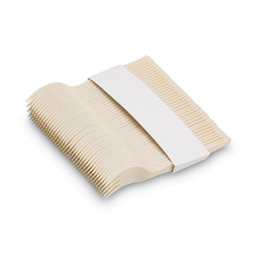 SmartStock Plastic Cutlery Refill, Series-O, Mediumweight Fork, Beige, 40/Pack, 24 Packs/Carton (SSF11B)