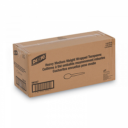 Individually Wrapped Mediumweight Polystyrene Cutlery, Spoon, Plastic, White, 1,000/Carton (TM23C7)