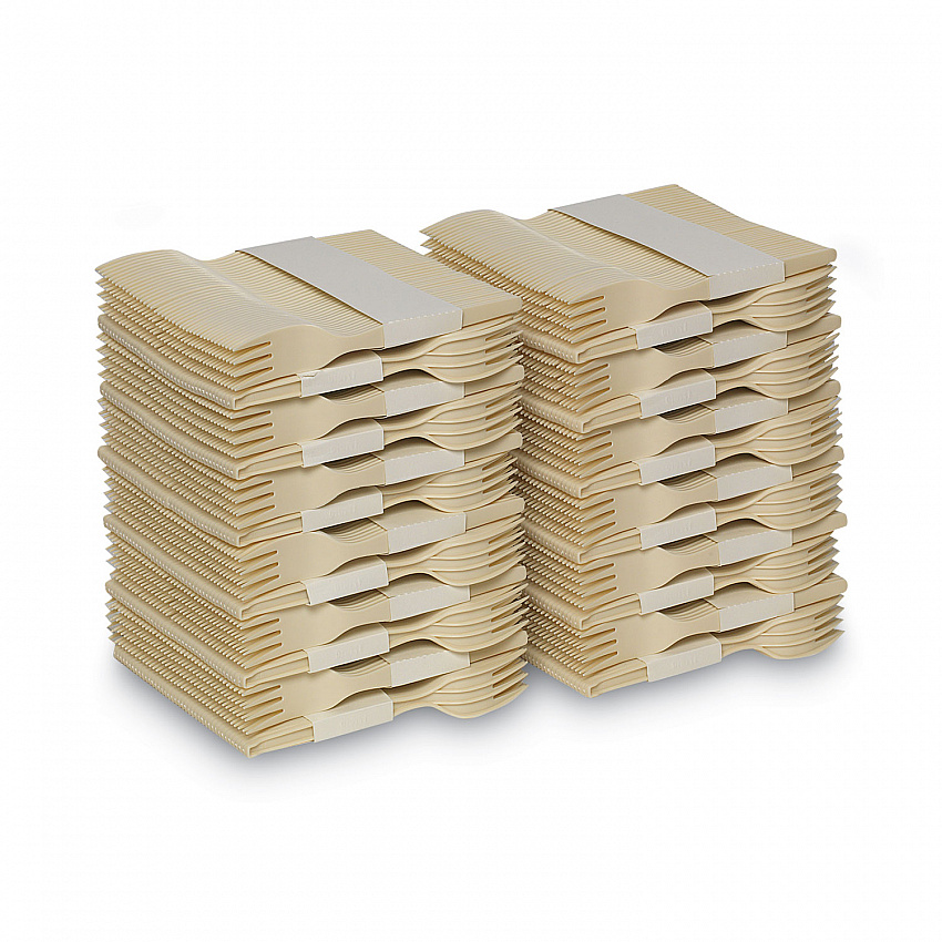 SmartStock Plastic Cutlery Refill, Series-O, Mediumweight Fork, Beige, 40/Pack, 24 Packs/Carton (SSF11B)