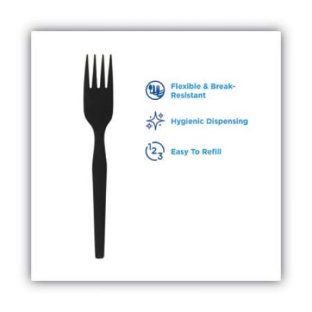 Dixie SmartStock Plastic Cutlery Refill, Forks, 6", Series-O Heavyweight, Black, 40/Pack, 24 Packs/Carton (SSPFH51)