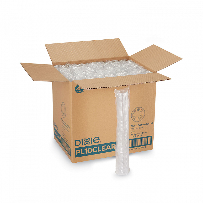 Plastic Portion Cup Lid, Fits 1 oz Portion Cups, Clear, 4,800/Carton (PL10CLEAR)