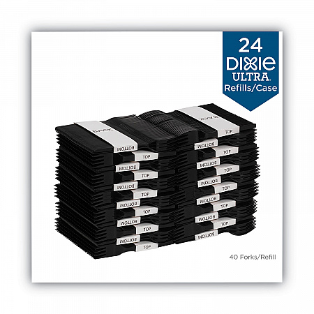 SmartStock Plastic Cutlery Refill, Series-O, Heavyweight Fork, Black, 40/Pack, 24 Packs/Carton (SSPFH51)