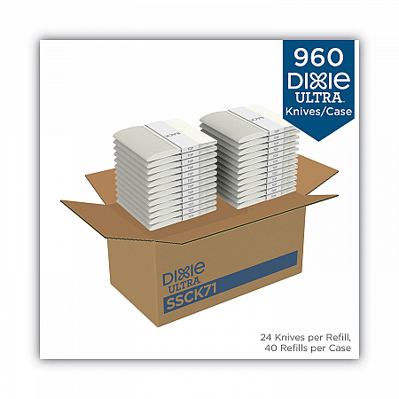 SmartStock Plastic Cutlery Refill, Knife, Natural, 40/Pack, 24 Packs/Carton (SSCK71)