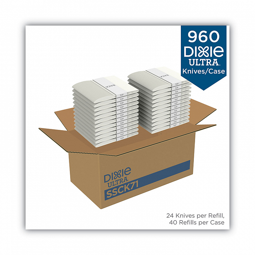 SmartStock Plastic Cutlery Refill, Knife, Natural, 40/Pack, 24 Packs/Carton (SSCK71)