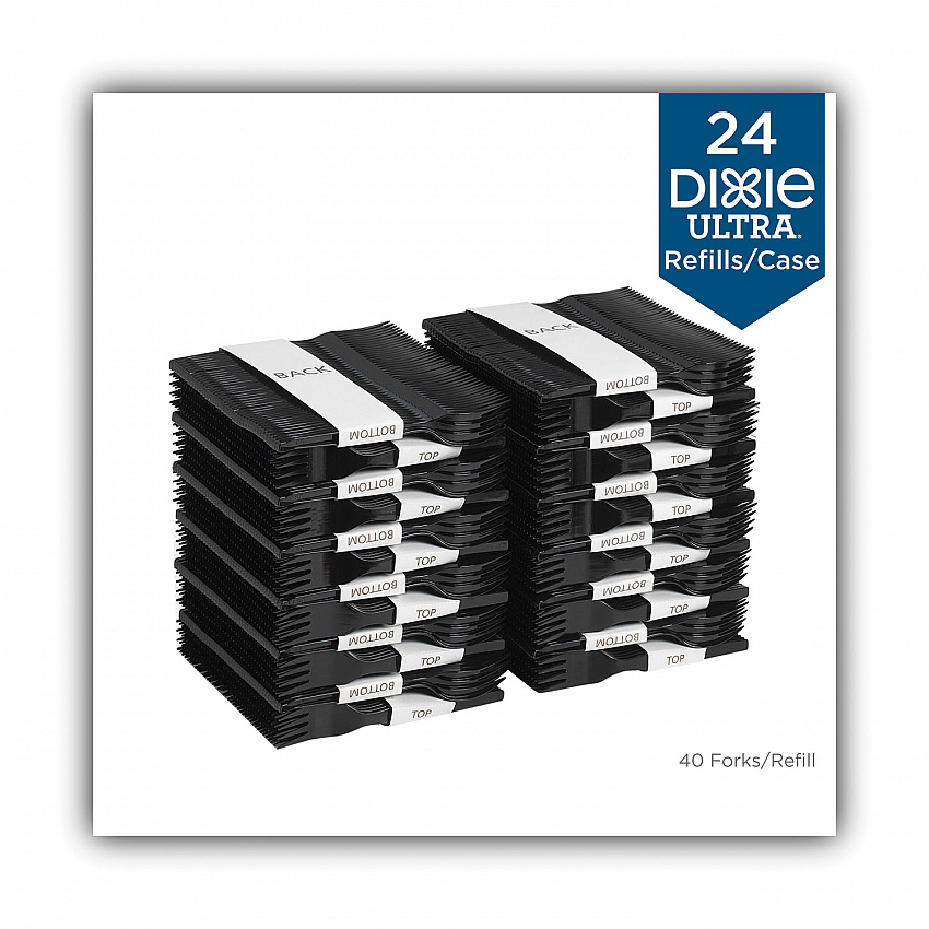 SmartStock Plastic Cutlery Refill, Series-O, Mediumweight Fork, Black, 40/Pack, 24 Packs/Carton (SSF51)