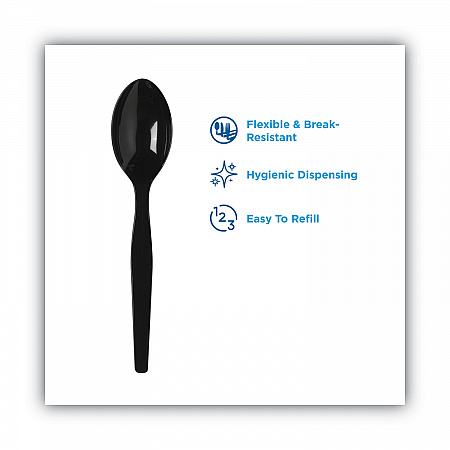SmartStock Plastic Cutlery Refill, Series-O, Heavyweight Spoon, Black, 40/Pack, 24 Packs/Carton (SSPSH51)