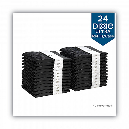 SmartStock Plastic Cutlery Refill, Series-O, Mediumweight Knife, Black, 40/Pack, 24 Packs/Carton (SSK51)
