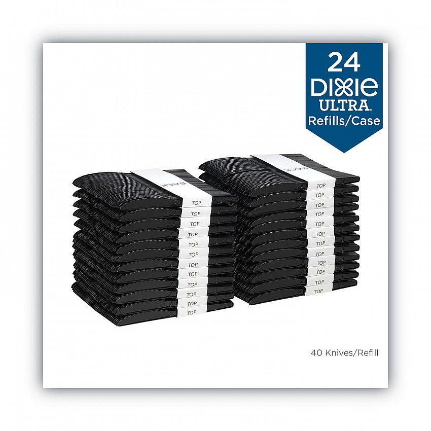 SmartStock Plastic Cutlery Refill, Series-O, Mediumweight Knife, Black, 40/Pack, 24 Packs/Carton (SSK51)