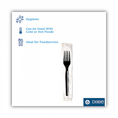 Individually Wrapped Mediumweight Polystyrene Cutlery, Fork, Plastic, Black, 1,000/Carton (FM53C7)