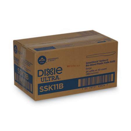 Dixie SmartStock Plastic Cutlery Refill, Knives, 7", Series-O Mediumweight Bio-Blend Beige, 40/Pack, 24 Packs/Carton (SSK11B)