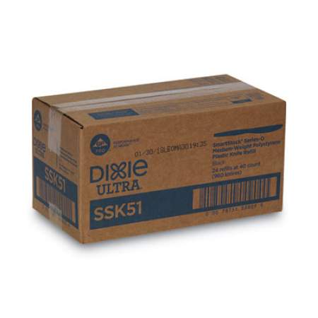 Dixie SmartStock Plastic Cutlery Refill, Knives, 7", Series-O Mediumweight, Black, 40/Pack, 24 Packs/Carton (SSK51)